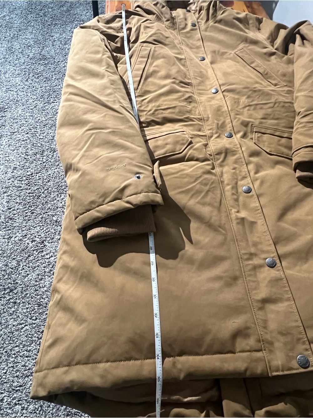 Women’s Hooded Long Puffer Coat - Tan - Picture 4 of 11